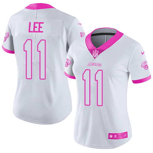 Nike Jacksonville Jaguars #11 Marqise Lee White Pink Women Stitched NFL Limited Rush Fashion Jersey